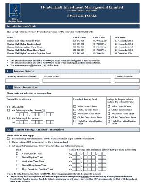 Hunter Hall Funds Switch Form