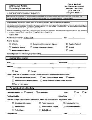 Affirmative Action Information Form