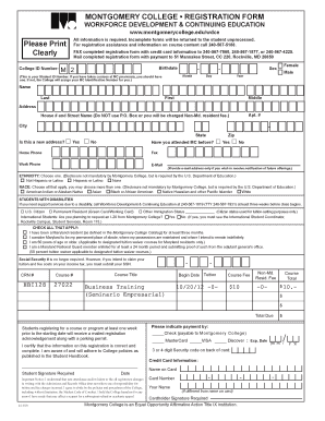 Montgomery College Registration Form
