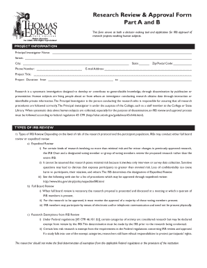 Research Review & Approval Form