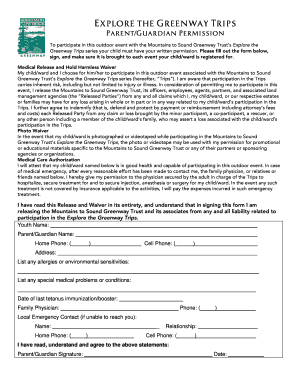 Parent Permission and Waiver for Greenway Trips