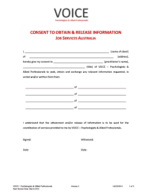 Consent to Obtain and Release Information