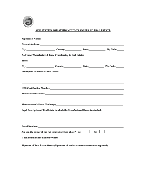 Affidavit to Transfer Manufactured Home to Real Estate