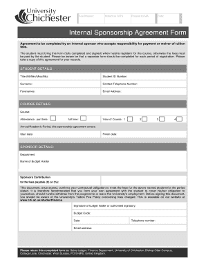 Internal Sponsorship Agreement Form