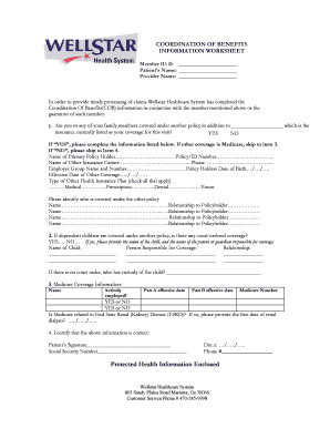 Coordination of Benefits Information Worksheet