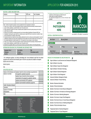 Application for Admission 2015
