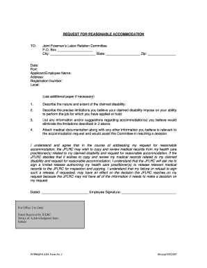 Request for Reasonable Accommodation