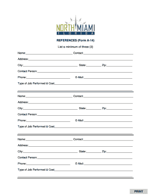 Form A-14 Reference List