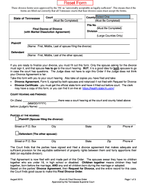 Tennessee Final Decree of Divorce