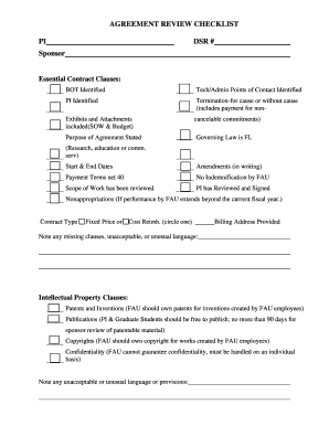 Agreement Review Checklist