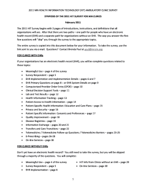 2011 MN Health Information Technology Ambulatory Clinic Survey