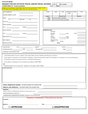 Maine Out-of-State Travel Request Form