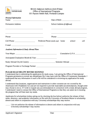 Study Abroad Application Form