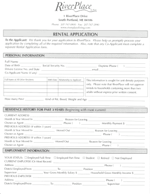RiverPlace Rental Application