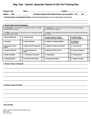 Teacher Training Plan Form