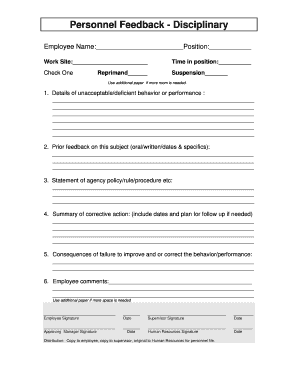 Employee Disciplinary Action Form