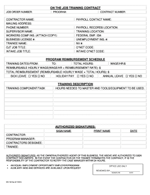 On the Job Training Contract