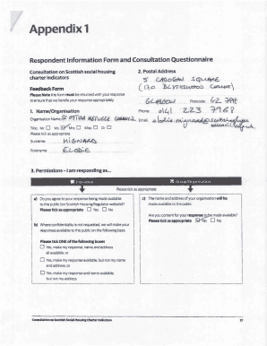Scottish Social Housing Charter Indicators Consultation Form