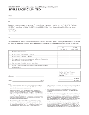 Proxy Form for Swire Pacific Limited Annual General Meeting