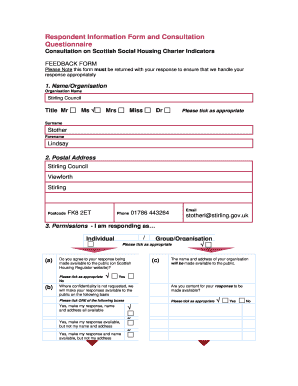 Scottish Social Housing Charter Feedback Form