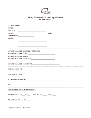 Drug Wholesaler Credit Application