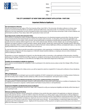 CUNY Employment Application Part One
