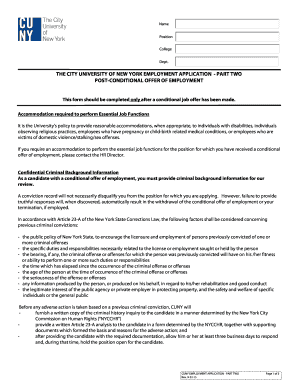 CUNY Employment Application Part Two