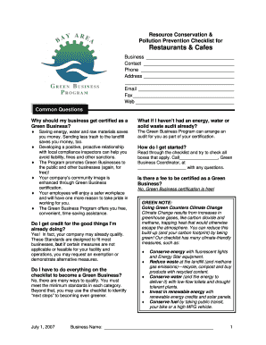 Green Business Certification Checklist for Restaurants and Cafes
