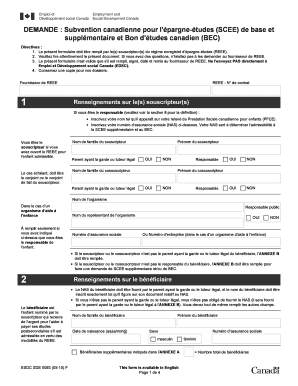 Demande de Subvention canadienne pour l'épargne-études