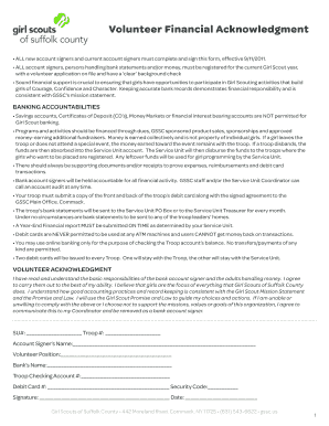 Girl Scouts Volunteer Financial Acknowledgment