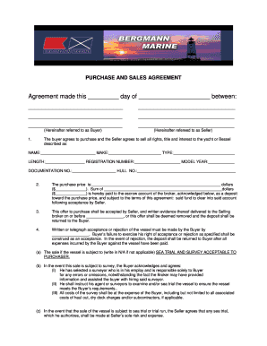 Yacht Purchase and Sales Agreement