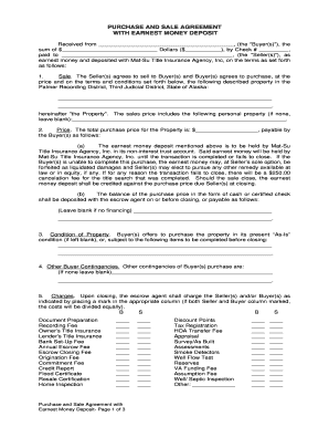 Purchase and Sale Agreement with Earnest Money Deposit