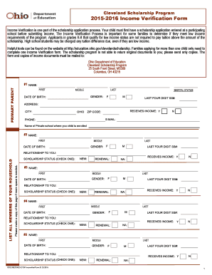 Ohio Cleveland Scholarship Income Verification Form