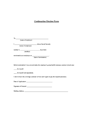 Continuation Election Form