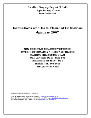 New York Cardiac Surgery Report Form