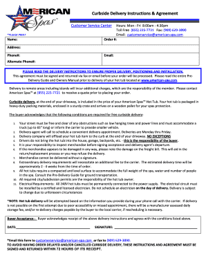 Curbside Delivery Instructions and Agreement