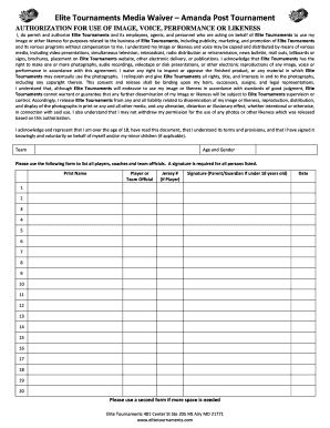 Elite Tournaments Media Waiver