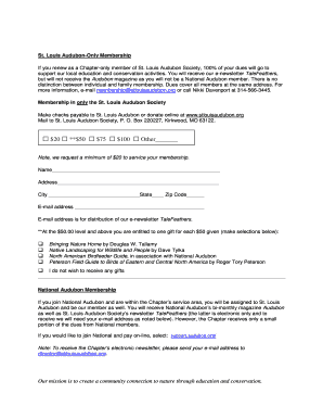 St. Louis Audubon Chapter-Only Membership Application