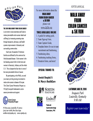 Walk Away From Colon Cancer Registration Form