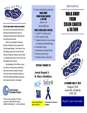 Walk Away From Colon Cancer Registration Form