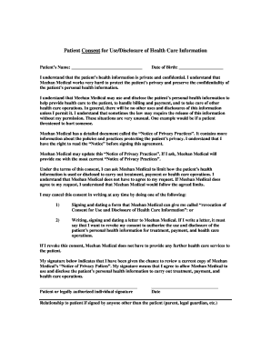 Patient Consent for Use of Health Information