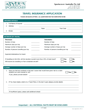 Travel Insurance Application Form
