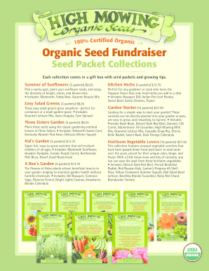 Organic Seed Fundraiser Order Form