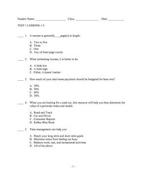 Test 1 Lessons 1-5