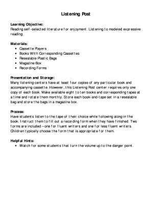 Listening Post Activity Form