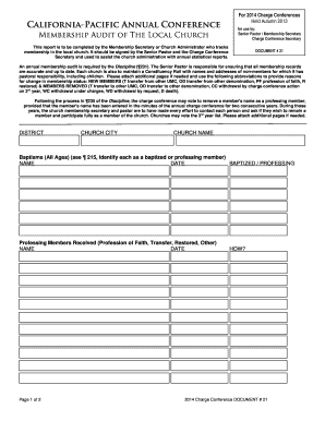 2014 Church Membership Audit Form
