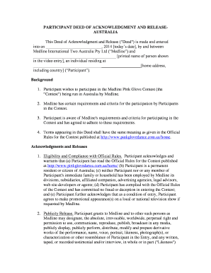 Participant Deed of Acknowledgment and Release