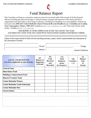 United Methodist Church Fund Balance Report