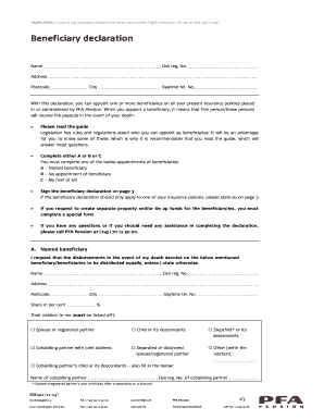 PFA Pension Beneficiary Declaration Form