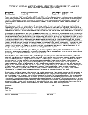 Participant Waiver and Release of Liability